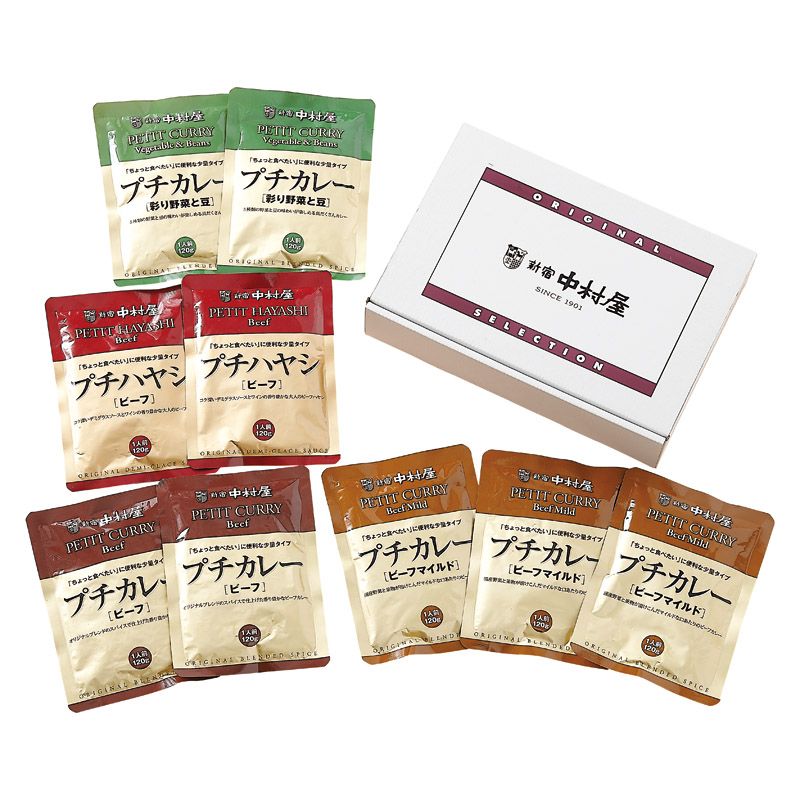 　ギフトサービスについてカリー文化発祥の店新宿中村屋のシェフがつくった『ちょっと食べたい』に便利な食べきりサイズのレトルトシリーズです。サイズはプチでも味は本格派。■メーカー:新宿中村屋■商品名:プチカレー・ハヤシセット■セット内容:プチカレービーフマイルド(120g)×3、プチカレー(ビーフ・彩り野菜と豆)・プチハヤシ(ビーフ)(各120g)×各2■箱サイズ:18×26×7cm■賞味期限:常温1年6ヶ月■アレルゲン:乳・小麦■品番:QN-P9■のし:半紙■JANコード:4571265224334商品特徴一覧2026年 贈りもの・お返しものギフト、【総合ギフト[ザ・コレクション 2026] → フード → レトルト】、[C6]、2025年、令和8年、ギフト、贈り物、内祝い、プレゼント、お返し、4571265224334、通信販売、通販、販売、買う、購入、お店、売っている、ショッピング▼関連商品はこちら。新宿中村屋 国産カリーセット (N-KC003)新宿中村屋 国産カリー・ハヤシセット (N-KC005)新宿中村屋 プチカレー・ハヤシ・シチューセット (QN-PS8)新宿中村屋 プチカレー・ハヤシ・シチューセット (QN-PS14)新宿中村屋 プチカレー・プチハヤシ3食 (QN-PCH)新宿中村屋 プチカレー・ハヤシセット (QN-P16)新宿中村屋 国産カリー・国産ハヤシ・プチカレー・プチハヤシセット (N-4KC3PC)新宿中村屋 国産カリー・ハヤシ・プチカレーセット (N-KCHPC05)新宿中村屋 国産カリー2食 (QN-KBC)2026年 贈りもの・お返しものギフト【新宿中村屋 プチカレー・ハヤシセット (QN-P9)】広告文責(有)イースクエアTEL:0120-532-772カリー文化発祥の店新宿中村屋のシェフがつくった『ちょっと食べたい』に便利な食べきりサイズのレトルトシリーズです。サイズはプチでも味は本格派。■メーカー:新宿中村屋■商品名:プチカレー・ハヤシセット■セット内容:プチカレービーフマイルド(120g)×3、プチカレー(ビーフ・彩り野菜と豆)・プチハヤシ(ビーフ)(各120g)×各2■箱サイズ:18×26×7cm■賞味期限:常温1年6ヶ月■アレルゲン:乳・小麦■品番:QN-P9■のし:半紙■JANコード:4571265224334※お客さま都合による、ご注文後の[キャンセル][変更][返品][交換]はお受けできませんのでご注意下さいませ。※当店では、すべての商品で在庫を持っておりません。記載の納期を必ずご確認ください。※ご注文いただいた場合でもメーカーの[在庫切れ][欠品][廃盤]などの理由で、[記載の納期より発送が遅れる][発送できない]場合がございます。その際は、当店よりご連絡させていただきます。あらかじめご了承ください。※リニューアル等により パッケージ、仕様、セット内容 が変更になる場合がございます。予めご了承下さい。こちらの商品は【お取り寄せ(5〜7営業日以内に発送予定)】となります。あらかじめご了承くださいませ。