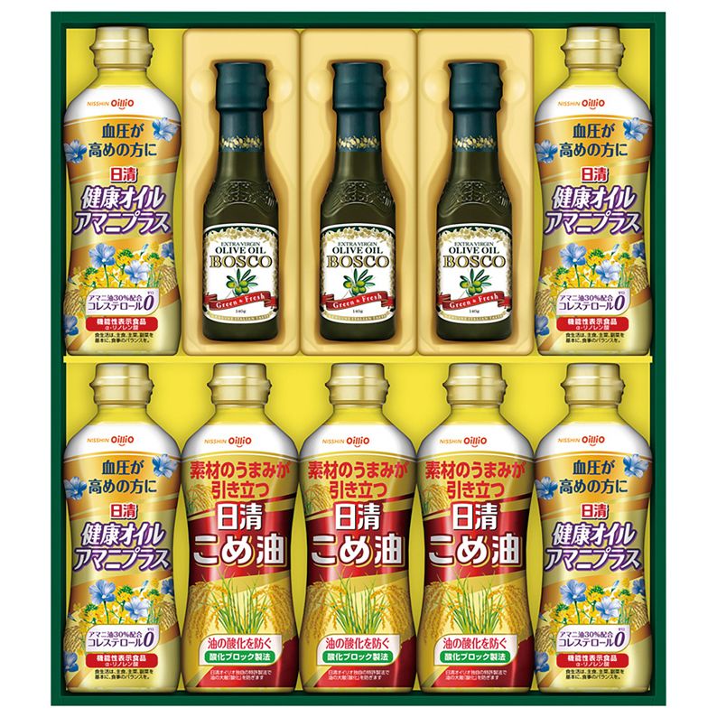 日清ヘルシーオイル&ボスコエキストラバージンオリーブオイルギフトセット (BM-50A)