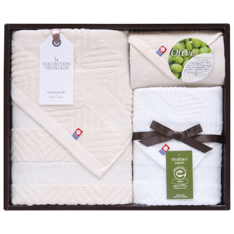 ナチュラルアイランド オリーブスクラブIIエコマーク認定タオルセット (TNI4003015)