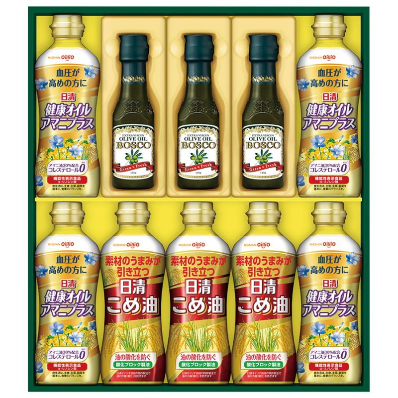 日清ヘルシーオイル&ボスコエキストラバージンオリーブオイルギフトセット (BM-50A)