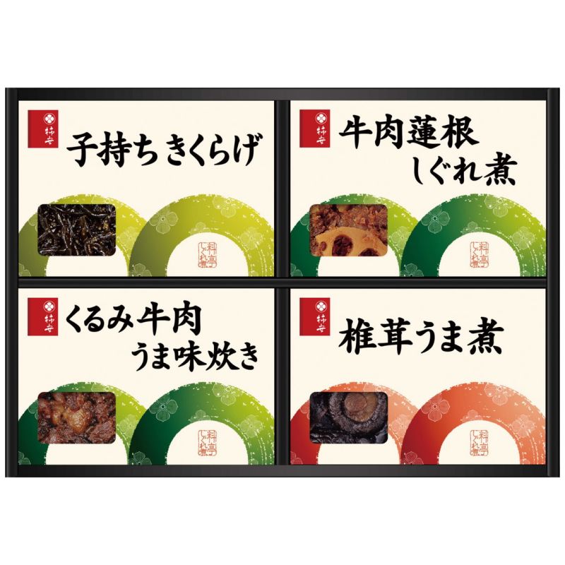 　ギフトサービスについて三重桑名に伝わる「浮かし煮」という製法で炊き上げています。■商品名:柿安 料亭しぐれ煮詰合せ■品番:KS20■賞味期限:270日■JAN:4942865232652牛肉蓮根しぐれ煮50g、くるみ牛肉うま味炊き50g、子持ちきくらげ65g、椎茸うま煮60g×各1商品特徴一覧2026年 贈りもの・お返しものギフト、【[F&C(エフアンドシー) 2026] → Food → 食品・コーヒー・お茶 他】、[F&C(エフアンドシー)]、2026年、令和7年、ギフト、贈り物、出産祝い、出産内祝い、ブライダルギフト、結婚祝い、結婚記念日、内祝い、プレゼント、お返し、4942865232652、通信販売、通販、販売、買う、購入、お店、売っている、ショッピング2026年 贈りもの・お返しものギフト【柿安 料亭しぐれ煮詰合せ (KS20)】広告文責(有)イースクエアTEL:0120-532-772三重桑名に伝わる「浮かし煮」という製法で炊き上げています。■商品名:柿安 料亭しぐれ煮詰合せ■品番:KS20■賞味期限:270日■JAN:4942865232652牛肉蓮根しぐれ煮50g、くるみ牛肉うま味炊き50g、子持ちきくらげ65g、椎茸うま煮60g×各1※お客さま都合による、ご注文後の[キャンセル][変更][返品][交換]はお受けできませんのでご注意下さいませ。※当店では、すべての商品で在庫を持っておりません。記載の納期を必ずご確認ください。※ご注文いただいた場合でもメーカーの[在庫切れ][欠品][廃盤]などの理由で、[記載の納期より発送が遅れる][発送できない]場合がございます。その際は、当店よりご連絡させていただきます。あらかじめご了承ください。※リニューアル等により パッケージ、仕様、セット内容 が変更になる場合がございます。予めご了承下さい。こちらの商品は【お取り寄せ(5〜7営業日以内に発送予定)】となります。あらかじめご了承くださいませ。