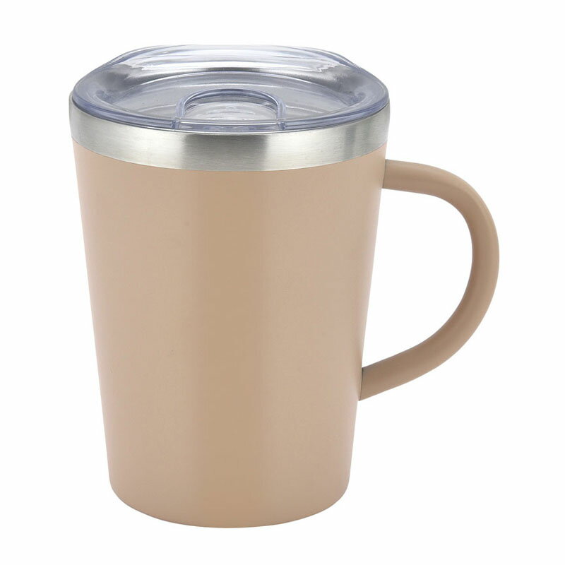 蓋付きマグカップ 350ml ブラウン (LB-6814)