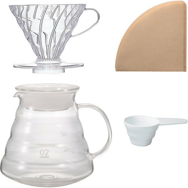 ハリオ V60トランスペアレント コーヒーブリューイングセット (VDST-02T) [キャンセル・変更・返品不可]