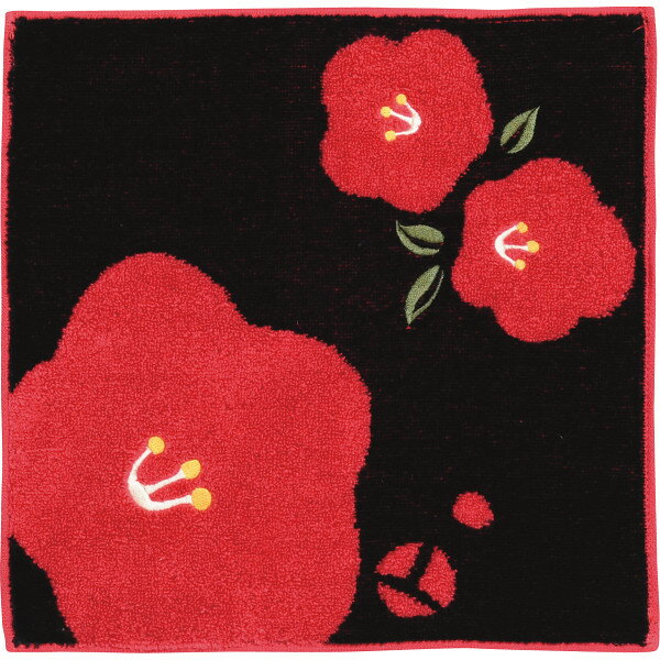 くろちく 和柄ジャガードハンカチ 椿 (41011701) [キャンセル・変更・返品不可]