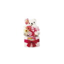 ホワイトベアおむつケーキ1段 ピンク (T-2025-4500P)