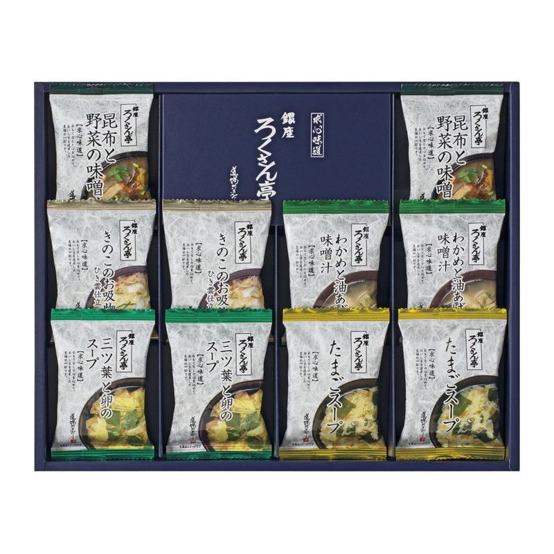 　ギフトサービスについて■商品名:フリーズドライ ギフト■メーカー品番:BN-C■温度帯:常温■賞味期間:360日間■商品内容:(昆布と野菜の味噌汁・きのこのお吸物ひき雲仕立・わかめと油あげの味噌汁・三ツ葉と卵のスープ・たまごスープ)各2 【卵・乳成分・小麦】■箱サイズ:箱260×328×31mm■生産国:日本■JAN:4943755136739■ブランド:ろくさん亭 道場六三郎商品特徴一覧2026年 贈りもの・お返しものギフト、【食品&洗剤ギフト[フードパーク No.22] → 価格帯別アイテム → 食品 → 定価2、000円(税別)前後-食品】、【食品 → ] 惣菜 → ] 和風惣菜 → ] みそ汁】、[フードパーク]、2026年、令和8年、ギフト、贈り物、内祝い、プレゼント、お返し、4943755136739、通信販売、通販、販売、買う、購入、お店、売っている、ショッピング2026年 贈りもの・お返しものギフト【ろくさん亭 道場六三郎 フリーズドライ ギフト (BN-C)】広告文責(有)イースクエアTEL:0120-532-772■商品名:フリーズドライ ギフト■メーカー品番:BN-C■温度帯:常温■賞味期間:360日間■商品内容:(昆布と野菜の味噌汁・きのこのお吸物ひき雲仕立・わかめと油あげの味噌汁・三ツ葉と卵のスープ・たまごスープ)各2 【卵・乳成分・小麦】■箱サイズ:箱260×328×31mm■生産国:日本■JAN:4943755136739■ブランド:ろくさん亭 道場六三郎※お客さま都合による、ご注文後の[キャンセル][変更][返品][交換]はお受けできませんのでご注意下さいませ。※当店では、すべての商品で在庫を持っておりません。記載の納期を必ずご確認ください。※ご注文いただいた場合でもメーカーの[在庫切れ][欠品][廃盤]などの理由で、[記載の納期より発送が遅れる][発送できない]場合がございます。その際は、当店よりご連絡させていただきます。あらかじめご了承ください。※リニューアル等により パッケージ、仕様、セット内容 が変更になる場合がございます。予めご了承下さい。こちらの商品は【お取り寄せ(5〜7営業日以内に発送予定)】となります。あらかじめご了承くださいませ。