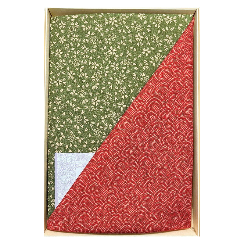 二巾一越織両面染 鮫/小桜 朱/利休 (90-2) [キャンセル・変更・返品不可]