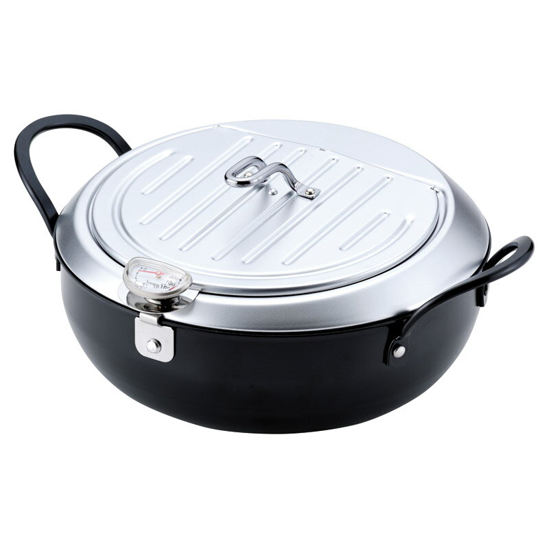 燕三条発いいもの小路IH対応鉄製蓋付天ぷら鍋24cm (TM-9090)