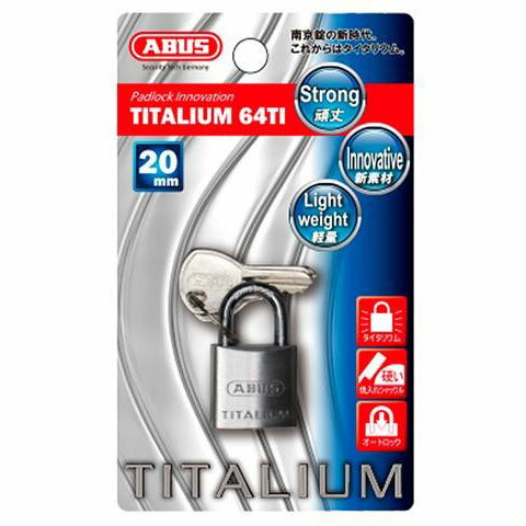 ABUS(アバス) TITALIUM南京錠 20mm 3本キー BP64TI20KD 0072128 ...