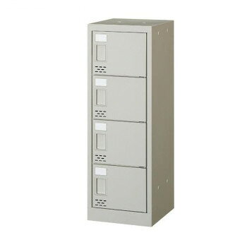 オフィス・店舗向け シューズロッカー 扉付1列4段タイプ 錠なし 4人用 H880mm 本体色:ニューグレー COM..