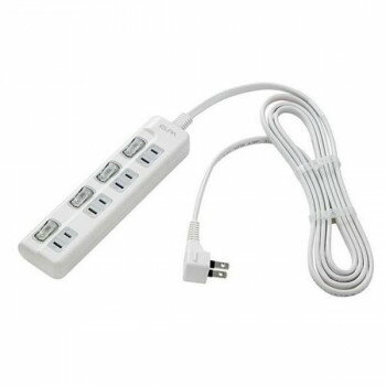 ELPA LEDランプ スイッチ付きタップ WLS-LU42EB(W)