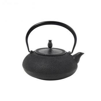 铁瓶 - 南部鉄器 宝生堂 IH対応鉄瓶(鉄蓋) 平丸アラレ 1.2L 黒 700091