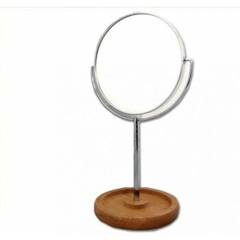 メリー ロングステム 天然木製トレイ 片面約2倍 拡大鏡付両面ミラー 8860