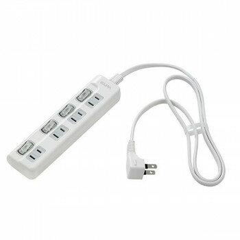 ELPA(エルパ) LEDランプ仕様 スイッチ付タップ 上挿し 4個口 1m ホワイト WLS-LU41EB(W)