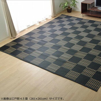 洗える PPカーペット 『ウィード』 ブラック 江戸間4.5畳(約261×261cm) 2116904 [ラッピング不可][代引不可][同梱不可]