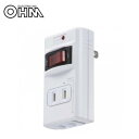 OHM 雷ガード付 発煙ガード スイッチ付タップ 2個口 HS-TMP2HH3-W