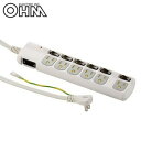 OHM アース&雷ガード/3Pプラグ対応 個別スイッチ付き 節電タップ 6個口 1.8m HS-T1259W