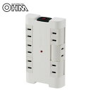 OHM 独立回転タップ 雷サージ付き 壁コンセント用 6個口 HS-A1251W