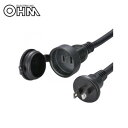 OHM フタ付作業用延長コード 1個口 10m 黒 HS-EW1100F3-K