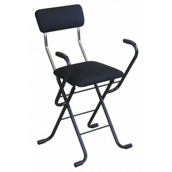 Foldable Chairs - ルネセイコウ 日本製 折りたたみ椅子 フォールディング Jメッシュアームチェア ブラック/ブラック MSA-49 [ラッピング不可][代引不可][同梱不可]