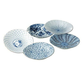 西海陶器 藍絵変り 楕円反鉢揃 31302 [ラッピング不可][代引不可][同梱不可]
