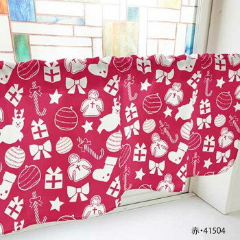 カフェカーテン オーナメント 800×450mm 赤・41504 [ラッピング不可][代引不可][同梱不可]