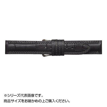 MIMOSA(ミモザ) 時計バンド IT型押ワニ 20mm ブラック (美錠:銀) CIT-A20