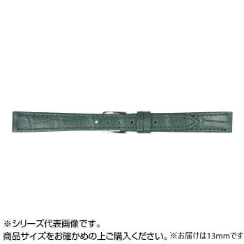 Watch Band, Belt - MIMOSA(ミモザ) 時計バンド P型押ワニ 13mm グリーン (美錠:銀) CP-G13