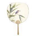 日本製(MADE IN JAPAN) 大型うちわ 花鳥 カワセミ 1365