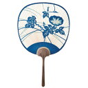 日本製(MADE IN JAPAN) 大型うちわ 朝涼 (青) 両面透かし 2053
