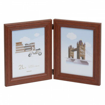 ナカバヤシ 木製ツインフレーム 2L判タテ型 ブラウン フ-TWSW-301-BR