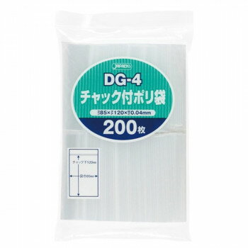 &nbsp;ジャパックス チャック付ポリ袋 DG-4 透明 200枚×50冊 DG-4使いやすいポリ袋!【ジャパックス チャック付ポリ袋 DG-4 透明 200枚×50冊 DG-4】 fk094igrjs しっかり閉まる強力チャック!切手・ボタン・写真・書類・名刺等の整理保管におすすめ。使い方は自由自在です。サイズ85×120mm個装サイズ：46.5×31.5×31.5cm重量個装重量：10640g素材・材質ポリエチレン仕様厚み:0.040mm生産国中国 広告文責 (有)イースクエアTEL:0120-532-772 ※お客さま都合による、ご注文後の[キャンセル][変更][返品][交換]はお受けできませんのでご注意下さいませ。※当店では、すべての商品で在庫を持っておりません。記載の納期を必ずご確認ください。※ご注文いただいた場合でもメーカーの[在庫切れ][欠品][廃盤]などの理由で、[記載の納期より発送が遅れる][発送できない]場合がございます。その際は、当店よりご連絡させていただきます。あらかじめご了承ください。※こちらの商品は【他商品との同梱】ができません。※こちらの商品は【ギフトサービス】をお受けすることができません。 こちらの商品は【お取り寄せ(7〜10営業日以内に発送予定)】となります。