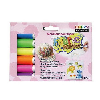 白系布用マーカー ファブリックマーカー 蛍光色セット 560-6C