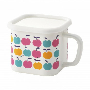 豊琺瑯 Plune.(プルーン) ホーローマルチスクエアポット(ガス火・IH電磁調理器対応) WT・ホワイト りんごたち YJ-816