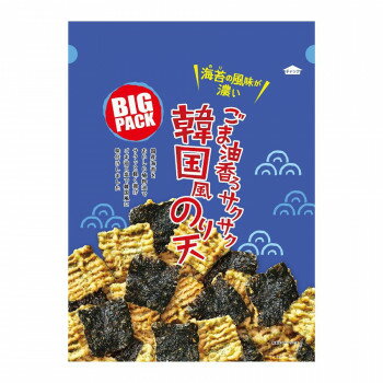 &nbsp;まるか食品 BIGごま油香るサクサク韓国風のり天 105g(10×4)ごま油と塩で韓国風に味付けしたのり天【まるか食品 BIGごま油香るサクサク韓国風のり天 105g(10×4)】 原材料名称：海藻類加工品小麦粉、植物油、のり、でん粉、砂糖、韓国のり風味シーズニング、食塩、卵白、あおさ/調味料(アミノ酸等)、香料、香辛料抽出物アレルギー表示卵、乳、小麦、ごま、大豆（原材料の一部に含んでいます）保存方法常温保存製造（販売）者情報【製造者】まるか食品株式会社広島県尾道市美ノ郷町本郷455-10fk094igrjs ごま油と塩で韓国風に味付けしてサクッと軽く揚げたのり天です。内容量105gサイズ個装サイズ：40×57×40cm重量個装重量：5960g仕様賞味期間：製造日より180日生産国日本 広告文責 (有)イースクエアTEL:0120-532-772 ※お客さま都合による、ご注文後の[キャンセル][変更][返品][交換]はお受けできませんのでご注意下さいませ。※当店では、すべての商品で在庫を持っておりません。記載の納期を必ずご確認ください。※ご注文いただいた場合でもメーカーの[在庫切れ][欠品][廃盤]などの理由で、[記載の納期より発送が遅れる][発送できない]場合がございます。その際は、当店よりご連絡させていただきます。あらかじめご了承ください。※こちらの商品は【他商品との同梱】ができません。※こちらの商品は【ギフトサービス】をお受けすることができません。 こちらの商品は【お取り寄せ(7〜10営業日以内に発送予定)】となります。