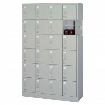 シューズロッカー 4列6段中棚付扉付・錠なしタイプ ニューグレー COM-SC-24W [ラッピング不可][代引不..