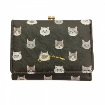 CAPRICIEUX カプリッシュ 猫 がま口ミニ財布 猫柄 A34-2 ブラウン