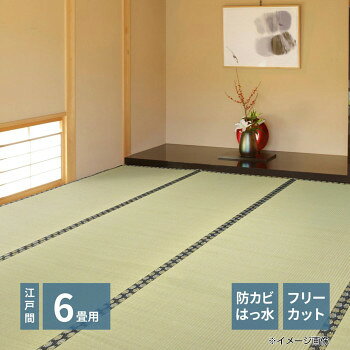 フリーカット裏付き い草カーペット みすず 江戸間6帖 約261×352cm 158004960 [ラッピング不可][代引不可][同梱不可]