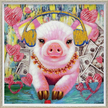 ユーパワー オイルペイント アート「バブル ピッグ(M)」 OP-18038 [ラッピング不可][代引不可][同梱不可]