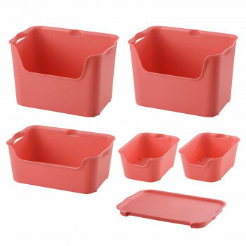 収納ケース katasu(カタス) ハコ 6個セット(S×2・L×2・M×1・フタ×1) P・ピンク [ラッピング不可][代引不可][同梱不可]