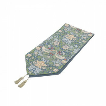 イチゴドロボウ テーブルセンター 35×180Vcm HN1711 BG ブルーグリーン