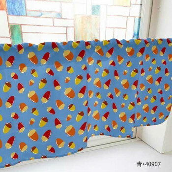 カフェカーテン どんぐり 1000×450mm 青・40907 [ラッピング不可][代引不可][同梱不可]