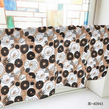 カフェカーテン ドーナツ 1000×450mm 茶・40943 [ラッピング不可][代引不可][同梱不可]