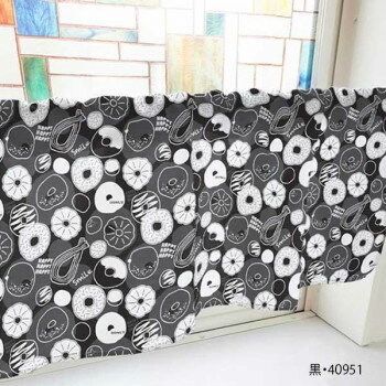 カフェカーテン ドーナツ 1000×450mm 黒・40951 [ラッピング不可][代引不可][同梱不可]