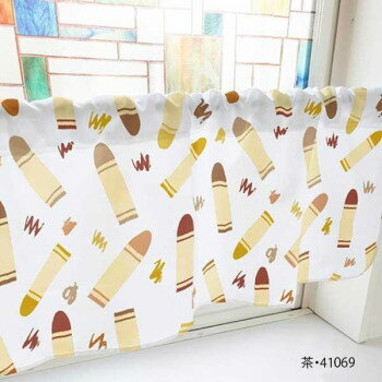 カフェカーテン クレヨン 1000×450mm 茶・41069 [ラッピング不可][代引不可][同梱不可]