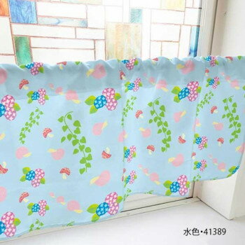 カフェカーテン カタツムリ アジサイ ツタ 1000×450mm 水色・41389 [ラッピング不可][代引不可][同梱不可]