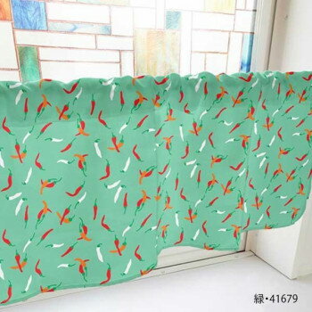 カフェカーテン 唐辛子 1000×450mm 緑・41679 [ラッピング不可][代引不可][同梱不可]