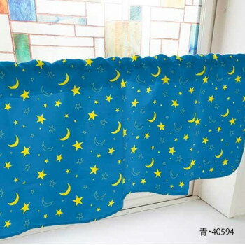 カフェカーテン ベタと線の月と星 800×450mm 青・40594 [ラッピング不可][代引不可][同梱不可]