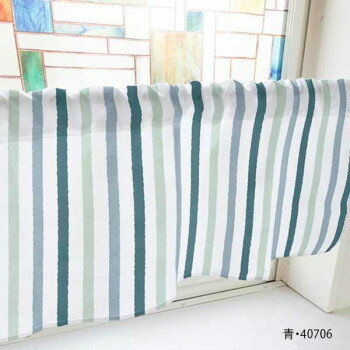 カフェカーテン ラフストライプ 800×450mm 青・40706 [ラッピング不可][代引不可][同梱不可]