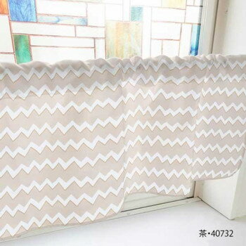 カフェカーテン ギザギザボーダー 800×450mm 茶・40732 [ラッピング不可][代引不可][同梱不可]